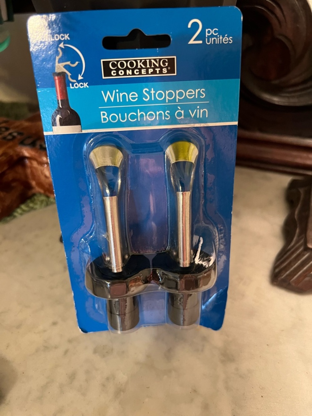 Black & Silver Wine Stoppers - 2 Pack